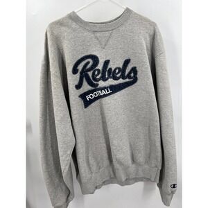 Champion Authentic Rebels Football Grey Pullover Sweatshirt Unisex Size XL